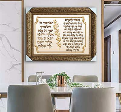 2508 – ברכת מזמור לתודה בשילוב ברכת הכהנים מעוצבת להדפסה על זכוכית או קנבס