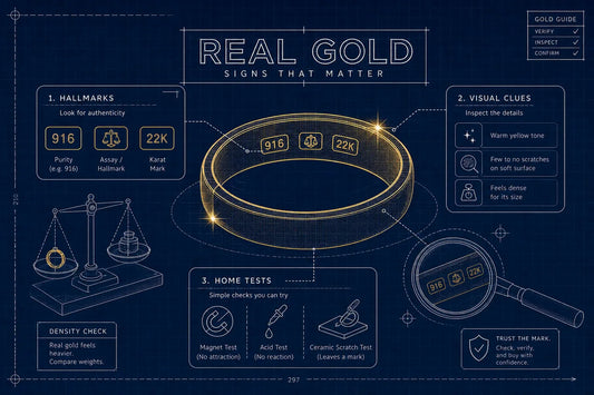 Real gold signs: hallmarks, visual clues, and home tests