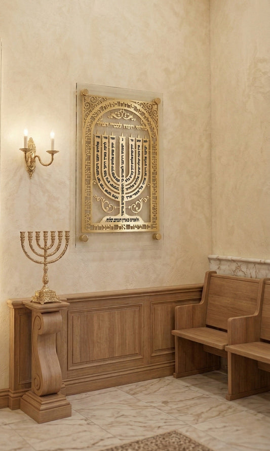 שלט למנצח – המנורה שמסמנת קדושה על קיר בית הכנסת