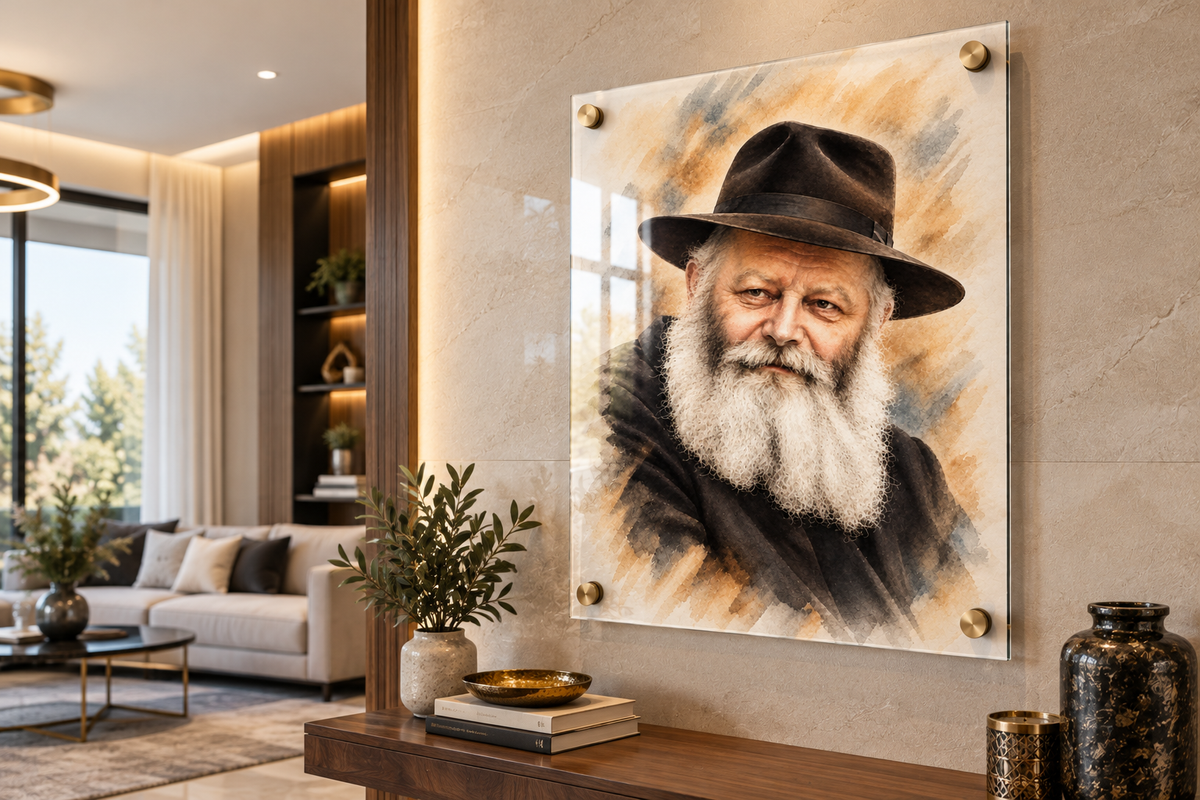 דיוקן אמנותי של הרבי מליובאוויטש – רבי מנחם מנדל שניאורסון, תמונת יודאיקה מבית אספקלריה