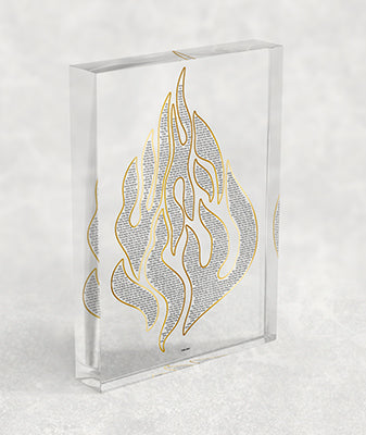 2785 – בלוק אקרילי שקוף של האש שלי עם תיקון הכללי בגווני שחור וזהב