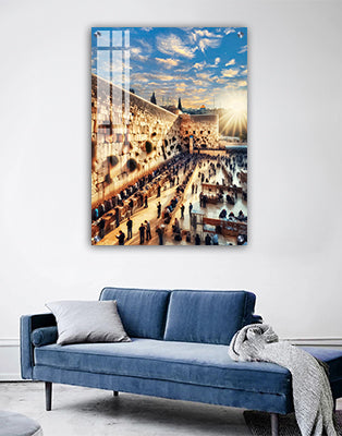 3107 - ציור של הכותל המערבי באור יום על קנבס או זכוכית מחוסמת