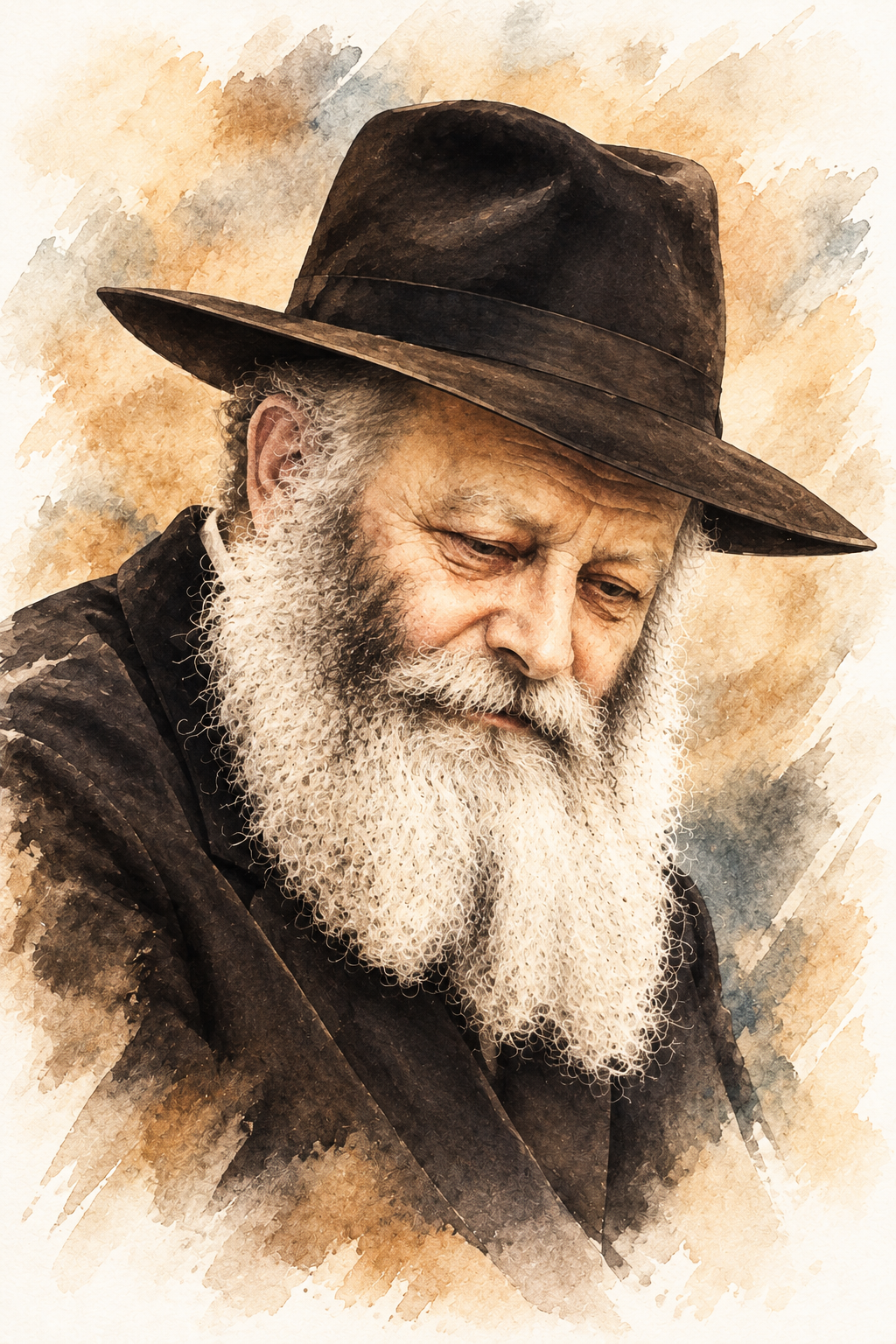 תמונת הרבי מליובאוויטש – דיוקן אקוורל אמנותי