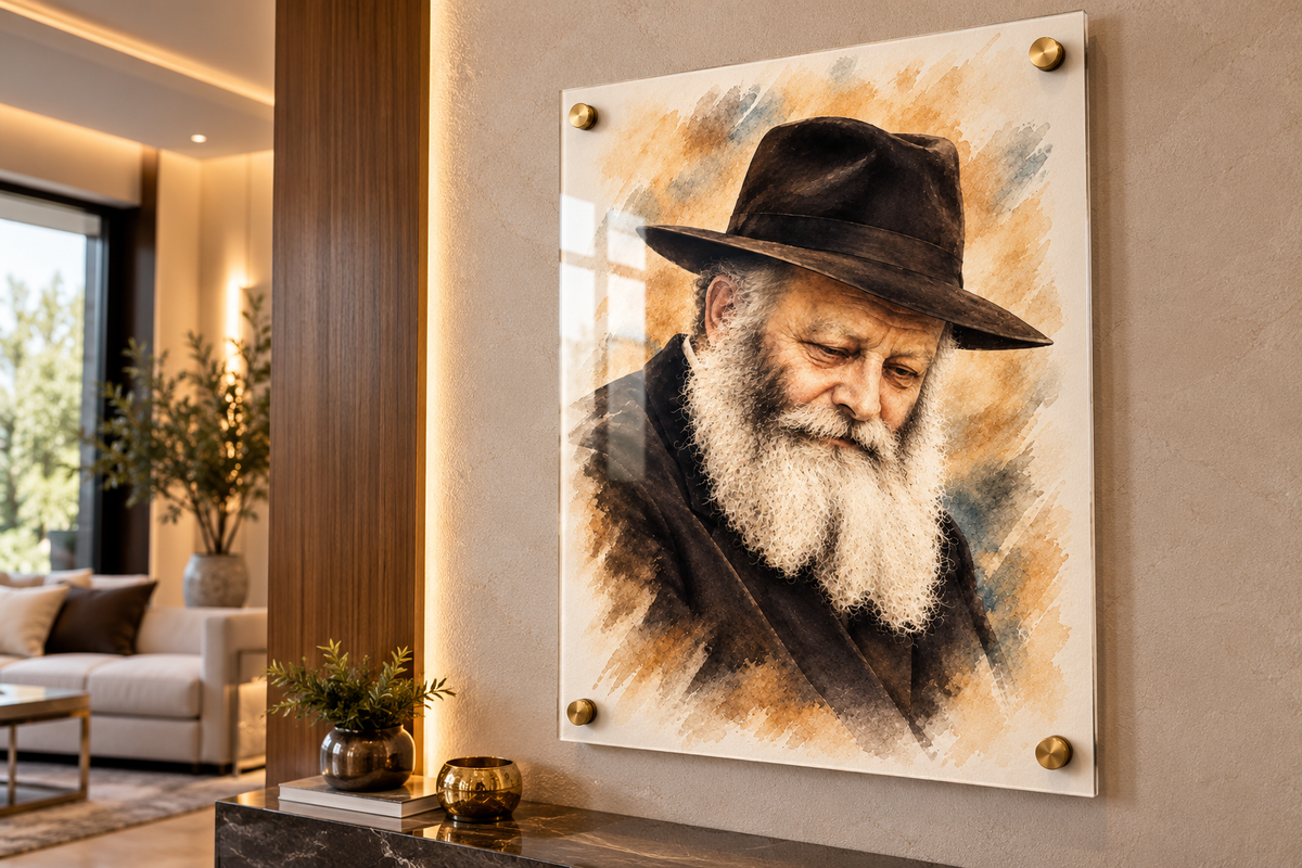 תמונת הרבי מליובאוויטש – דיוקן אקוורל אמנותי