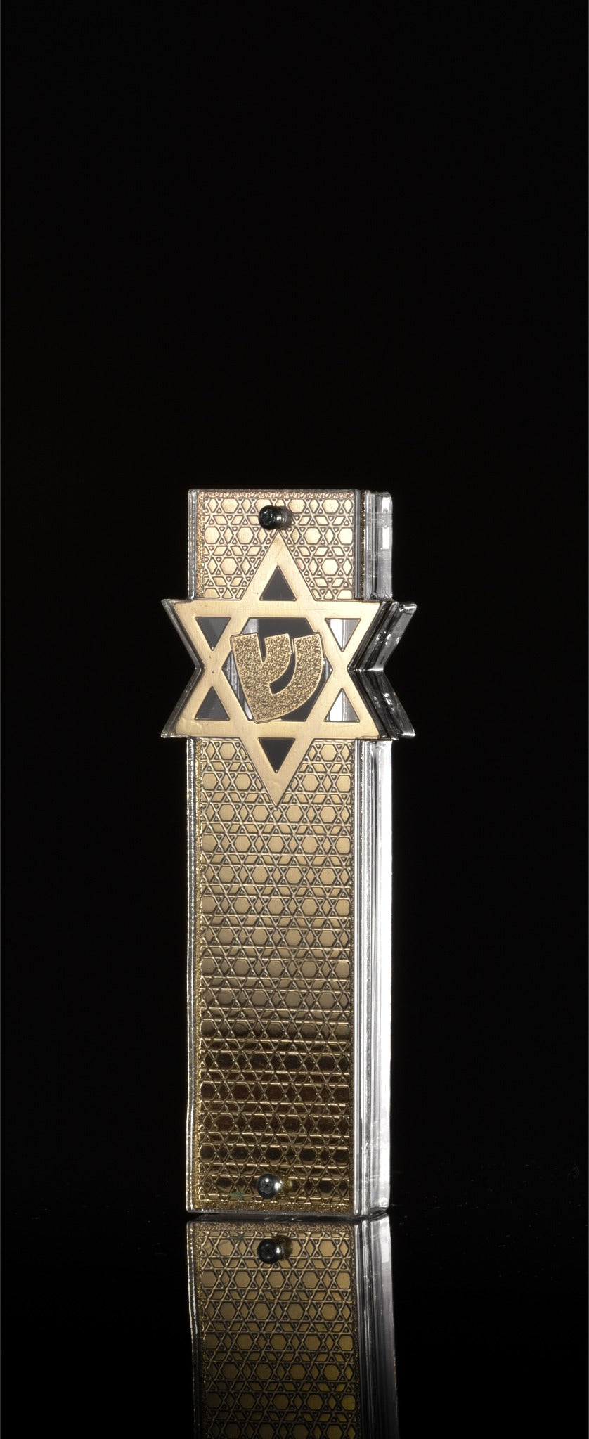 בית מזוזה מעוצב מגן דוד מוזהב – דגם 86 – צילום מוצר