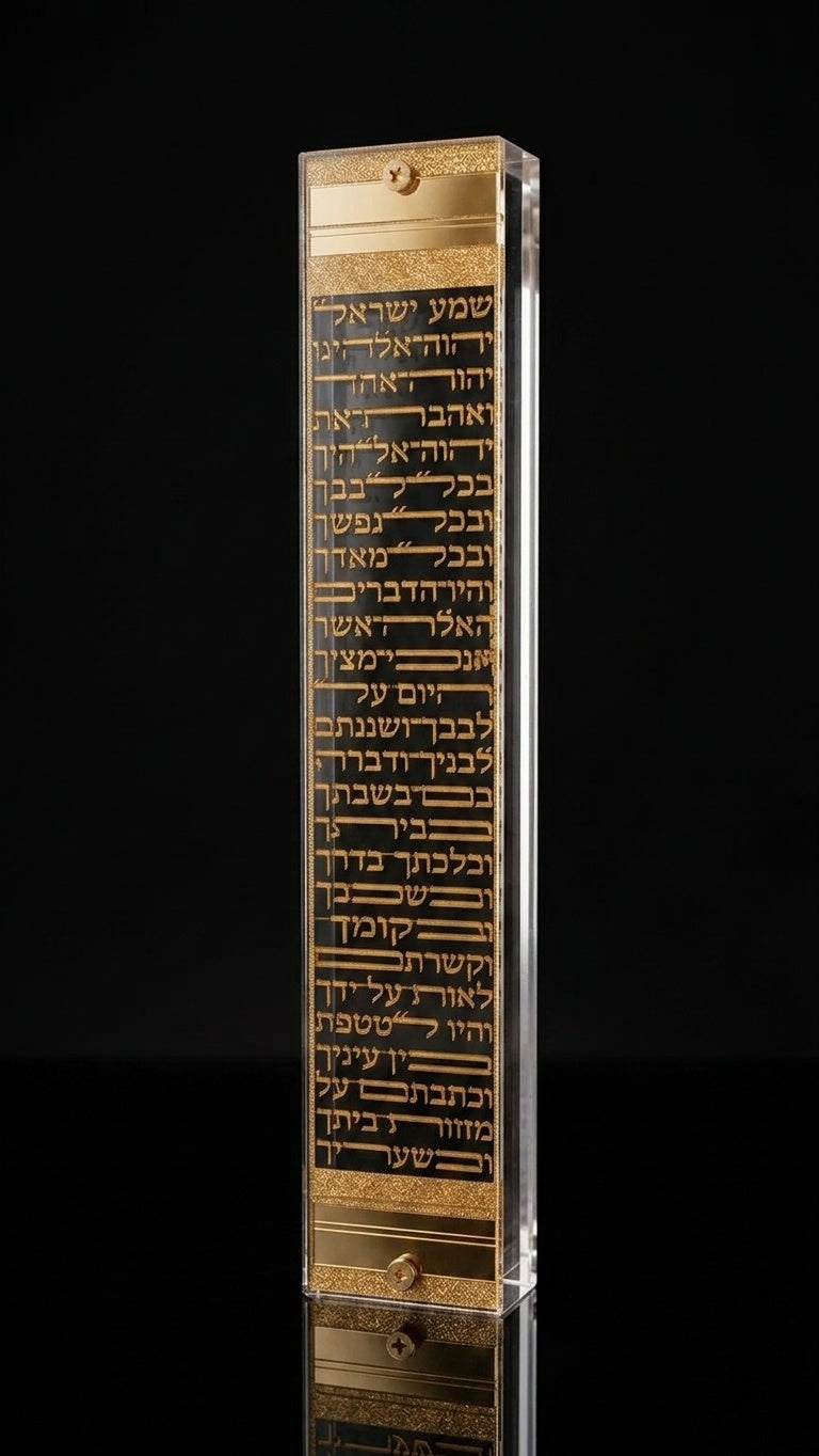 בית מזוזה מהודר ציפוי זהב דגם שמע ישראל
