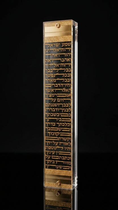 בית מזוזה מהודר ציפוי זהב דגם שמע ישראל