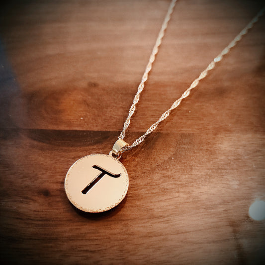 שרשרת תליון עגול אות T