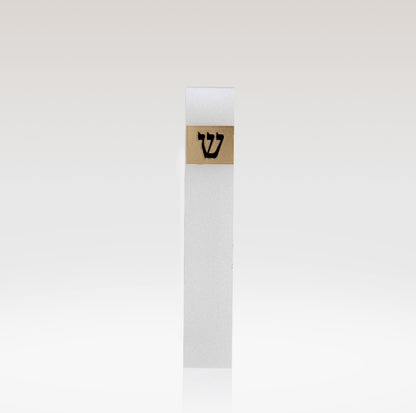 בית מזוזה זכוכית אקריליק בעיצוב אומנותי בשילוב ש מקראית ציפוי זהב