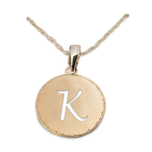 שרשרת תליון עגול אות  K